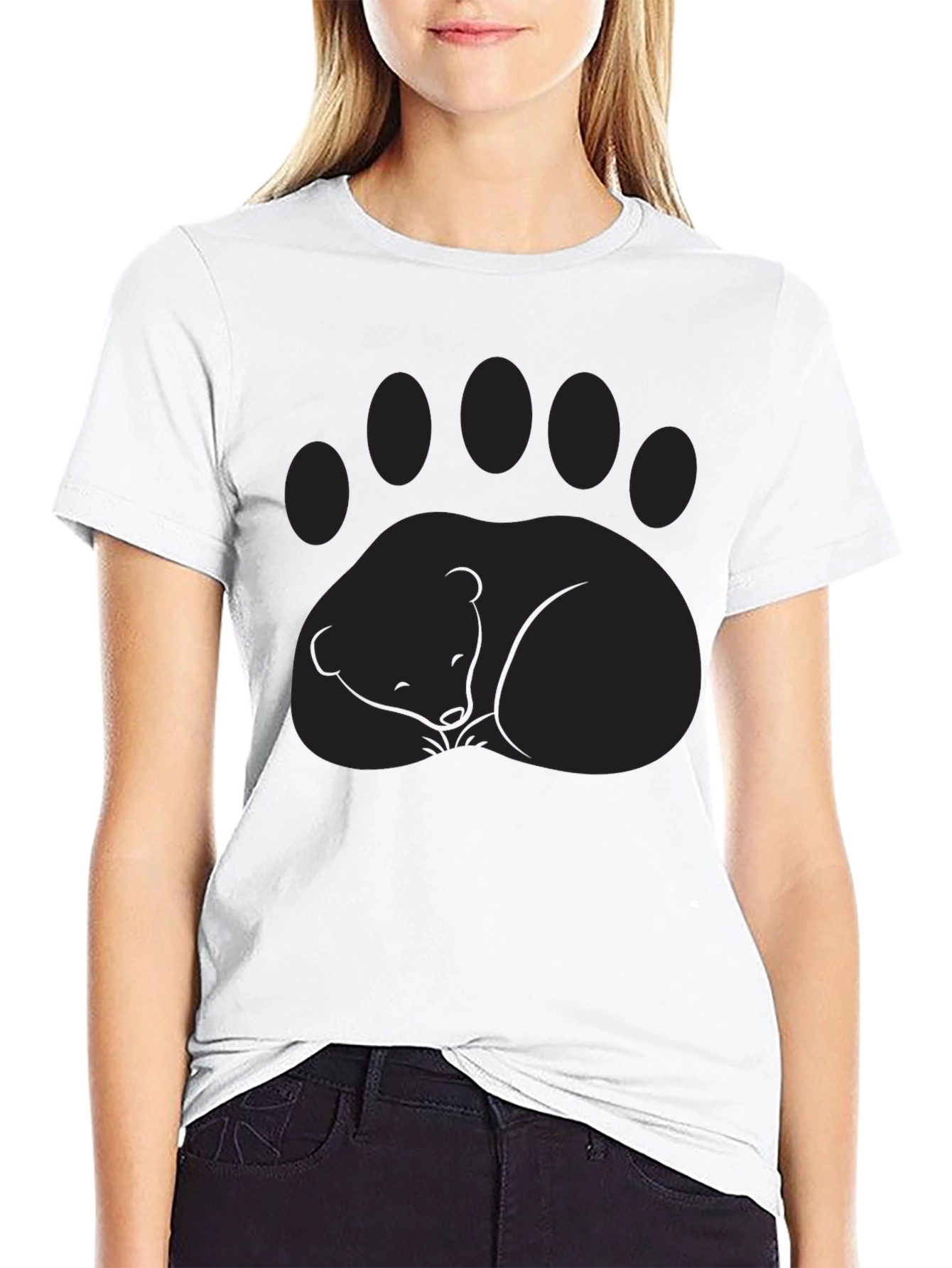 Bear Paw Graphic Tee - Comfortable Black T-Shirt