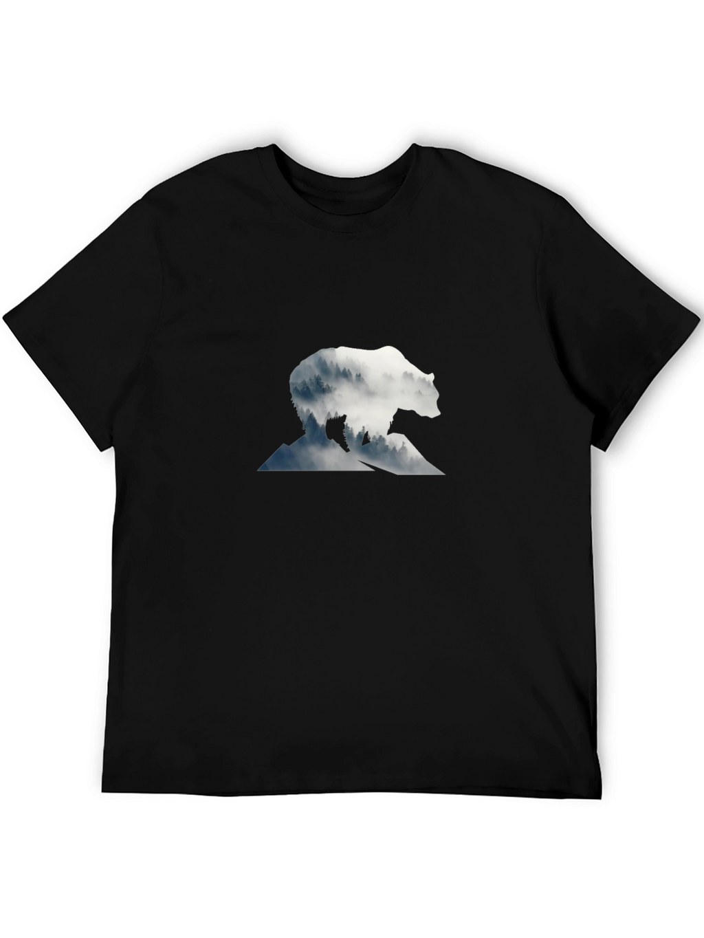 Bear Silhouette Graphic Black T-Shirt