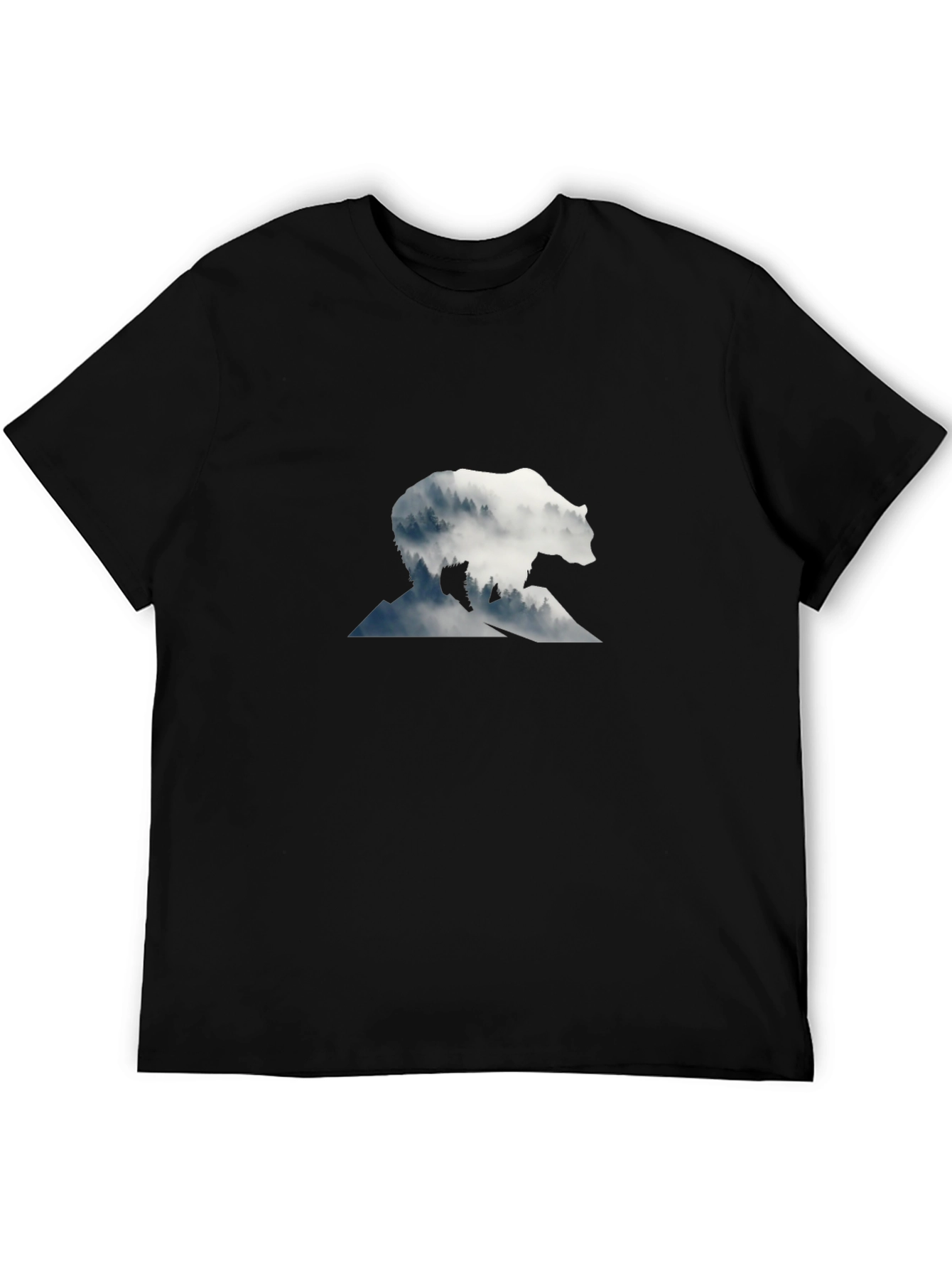 Bear Silhouette Graphic Black T-Shirt