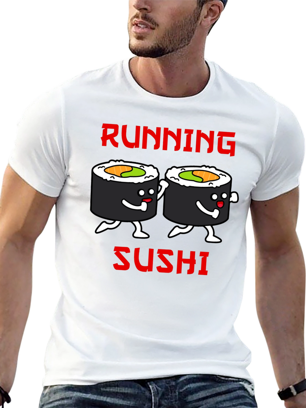 Running Sushi Graphic T-Shirt - Black