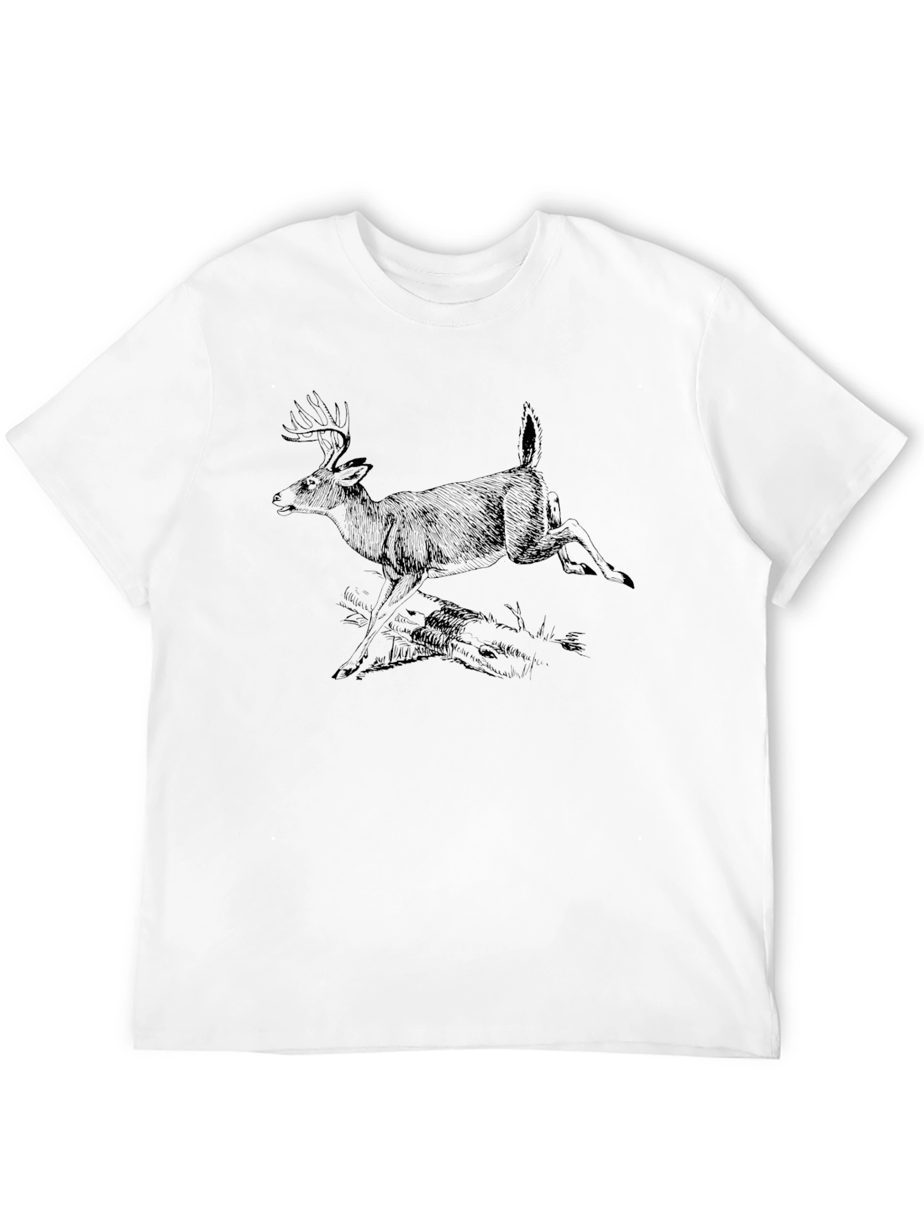 Deer Graphic Tee - Black Cotton T-Shirt
