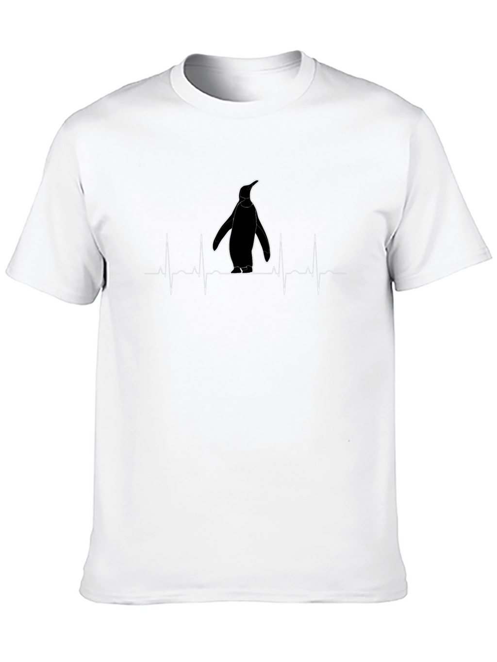Penguin Heartbeat T-Shirt - Black Crew Neck