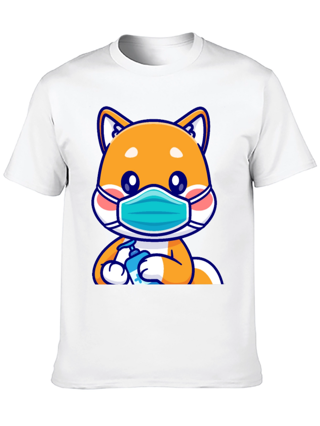 Shiba Inu Wearing Mask & Sanitizing T-Shirt