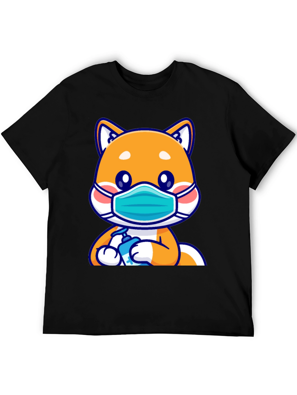 Shiba Inu Wearing Mask & Sanitizing T-Shirt