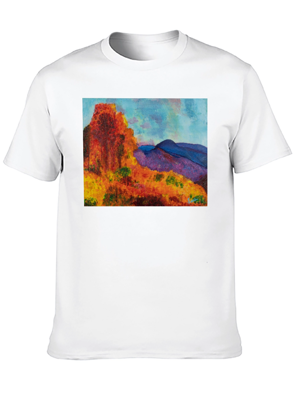 Scenic Mountain Print Black T-Shirt