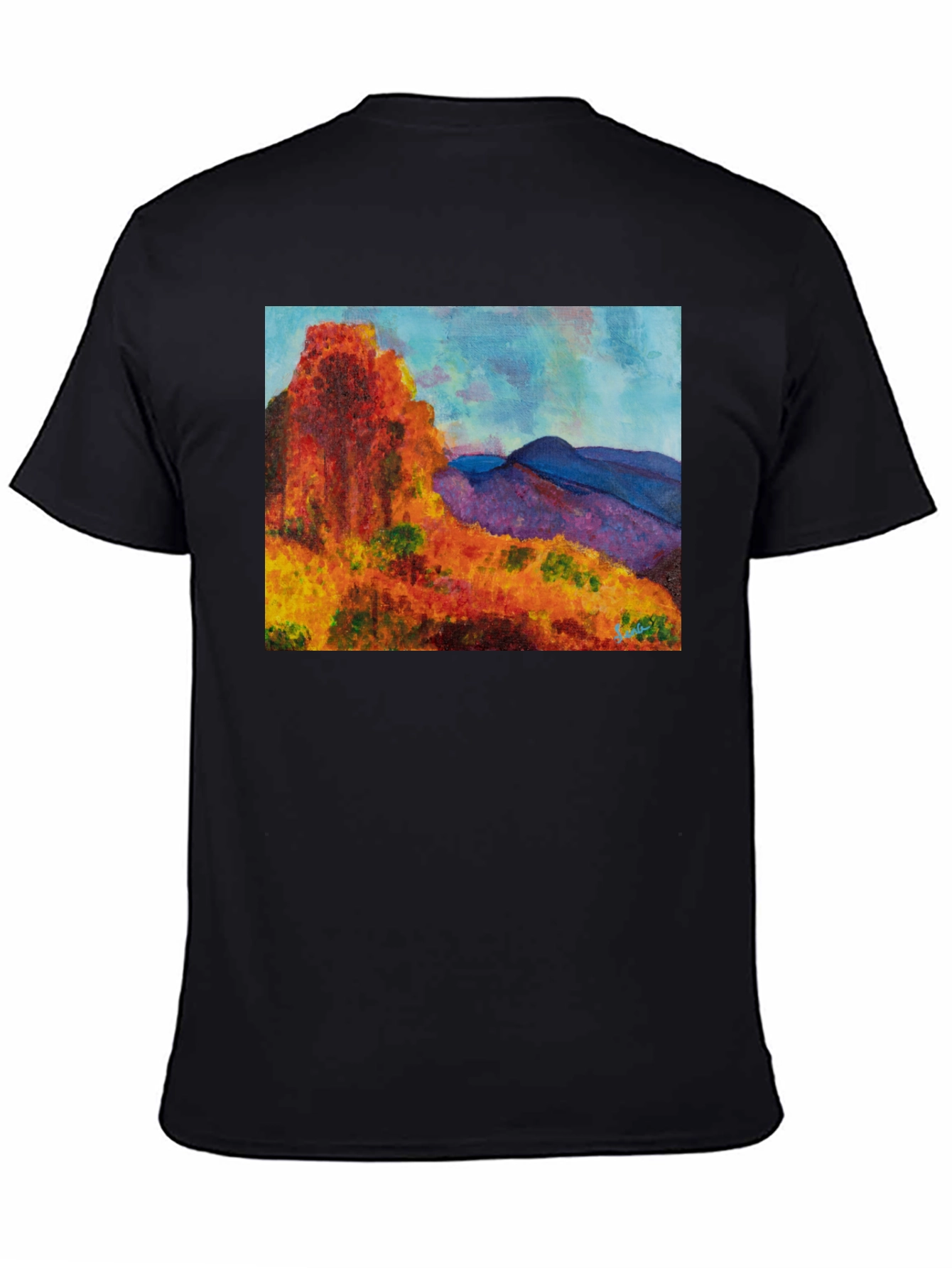 Scenic Mountain Print Black T-Shirt