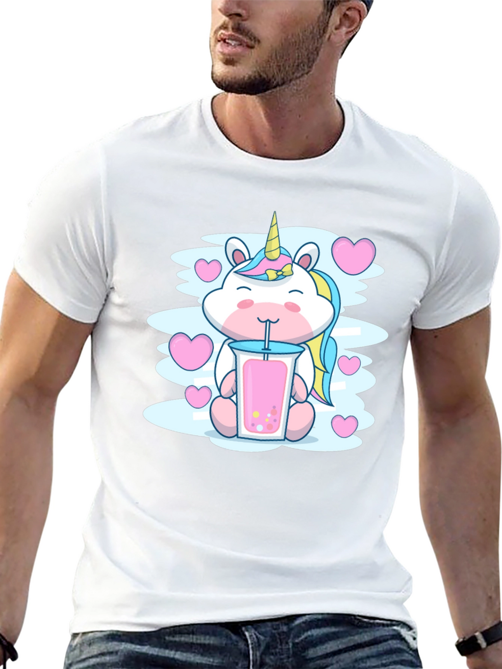 Cute Unicorn Bubble Tea Graphic T-Shirt