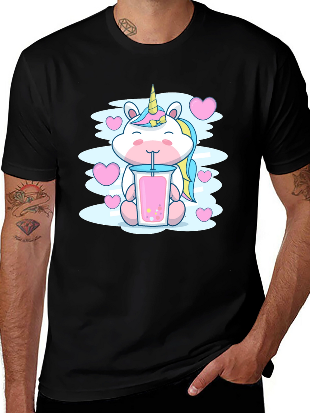 Cute Unicorn Bubble Tea Graphic T-Shirt