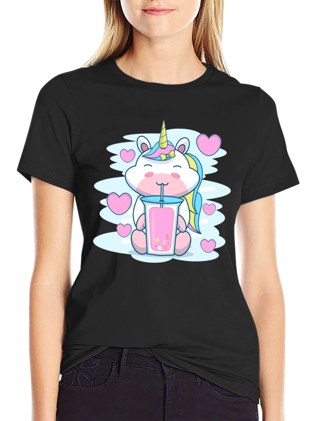Cute Unicorn Bubble Tea Graphic T-Shirt