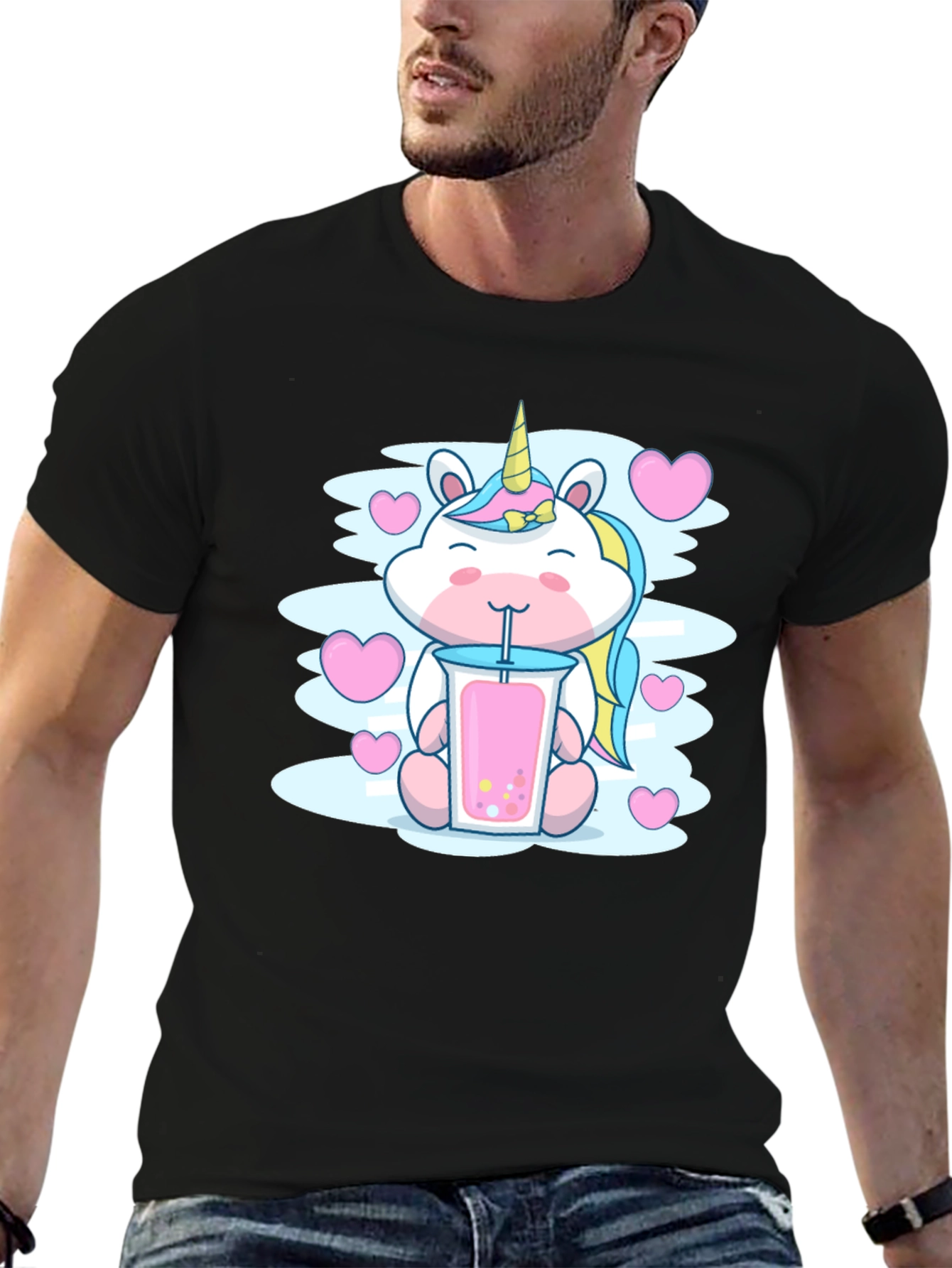Cute Unicorn Bubble Tea Graphic T-Shirt