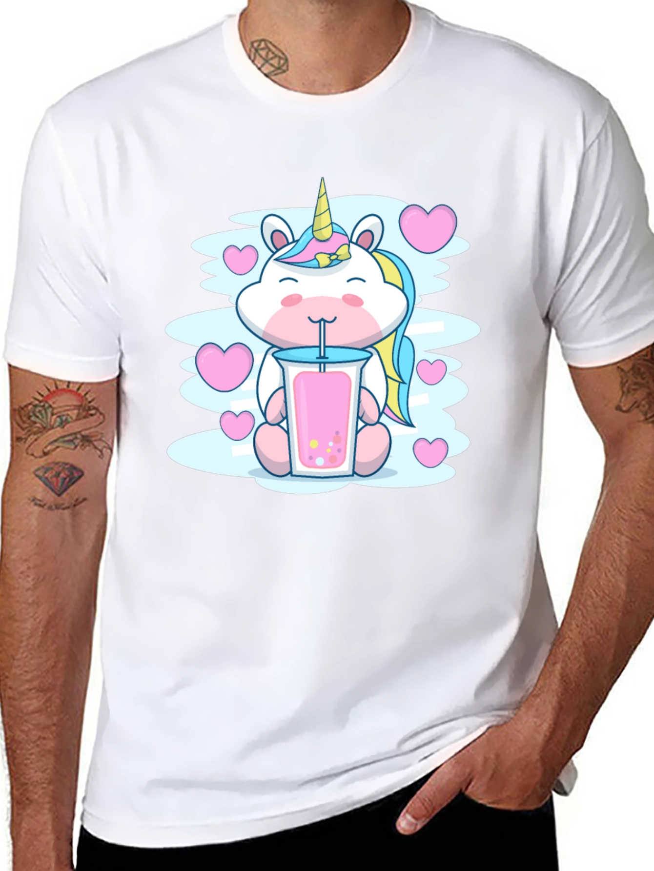 Cute Unicorn Bubble Tea Graphic T-Shirt