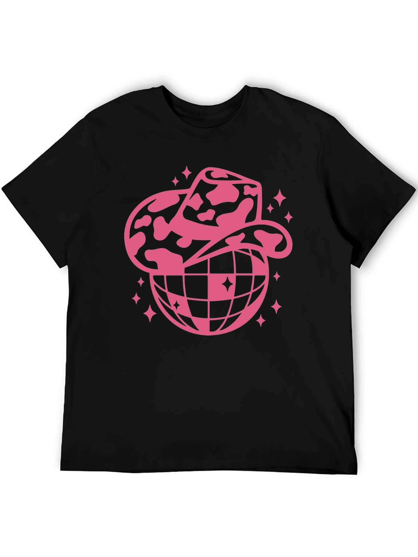 Cowboy Hat Disco Globe Black T-Shirt
