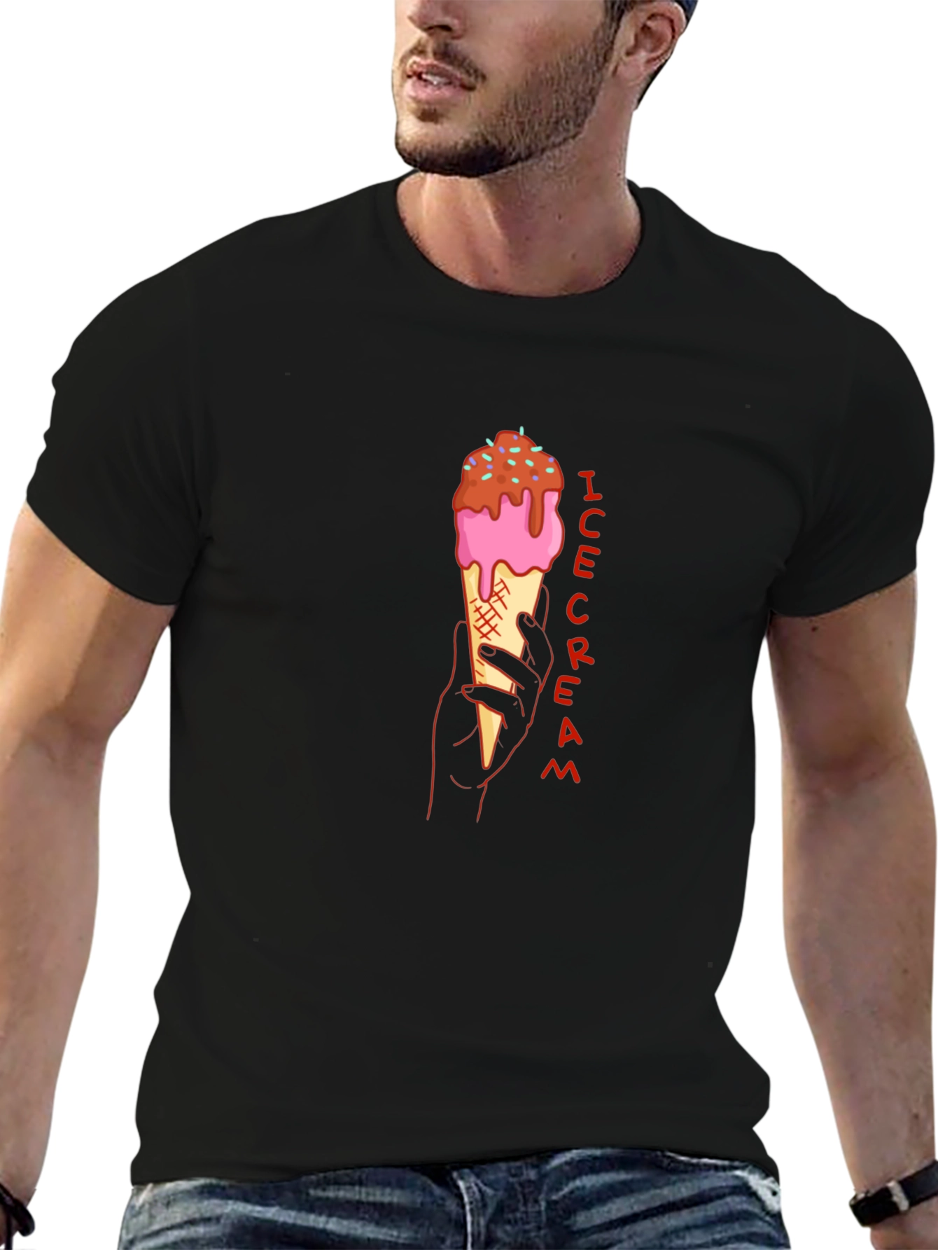 Ice Cream Graphic Tee - Stylish Black T-Shirt