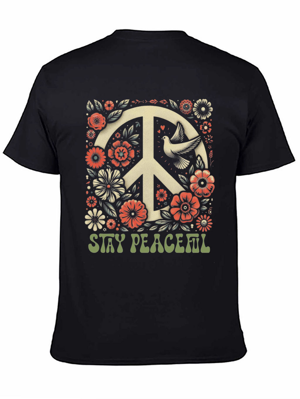 Stay Peaceful Dove Peace Sign T-Shirt