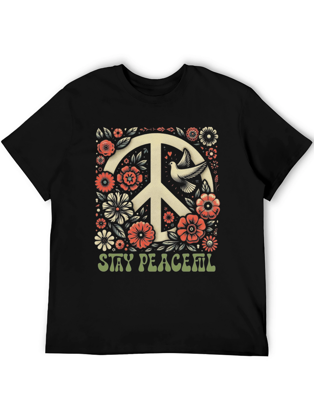Stay Peaceful Dove Peace Sign T-Shirt