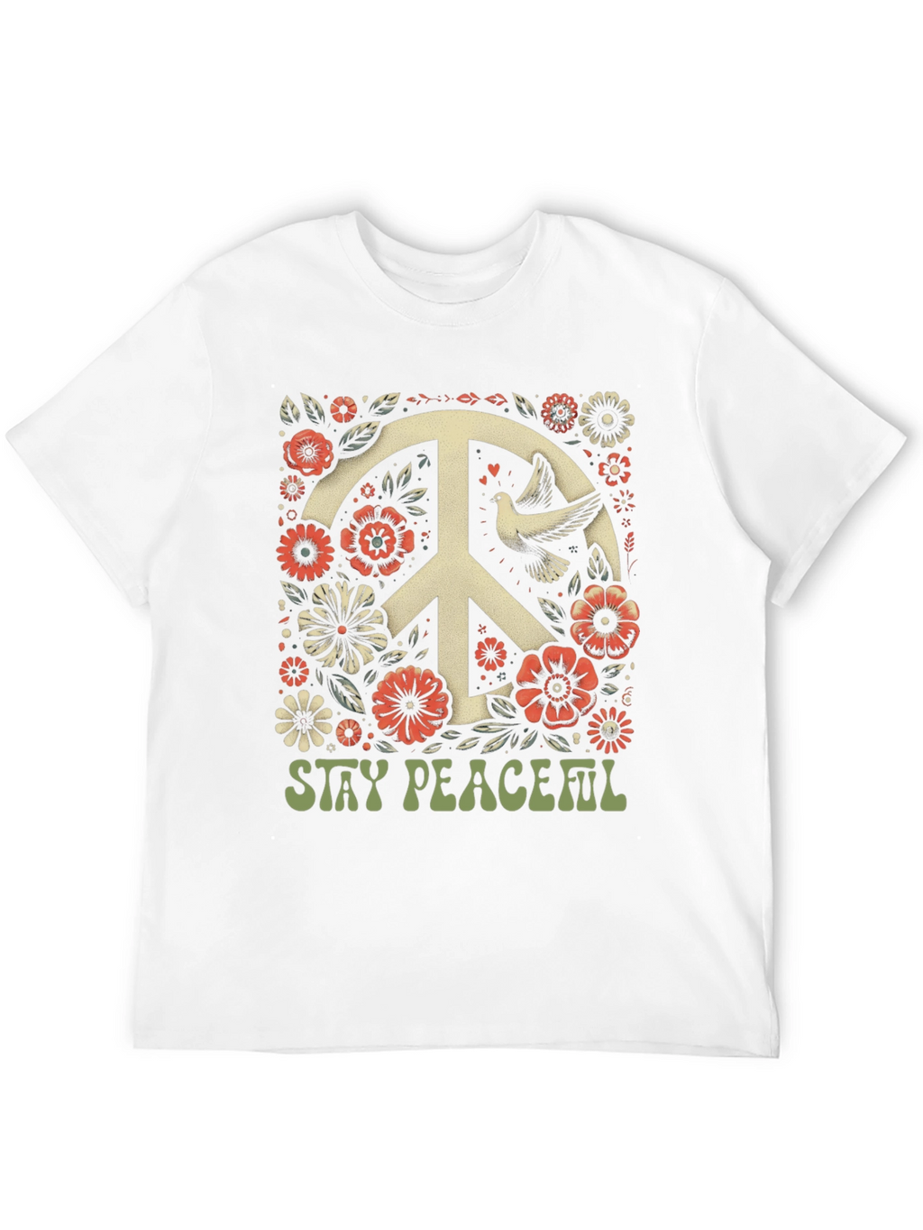 Stay Peaceful Dove Peace Sign T-Shirt