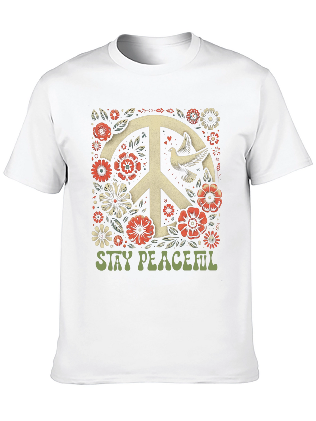 Stay Peaceful Dove Peace Sign T-Shirt