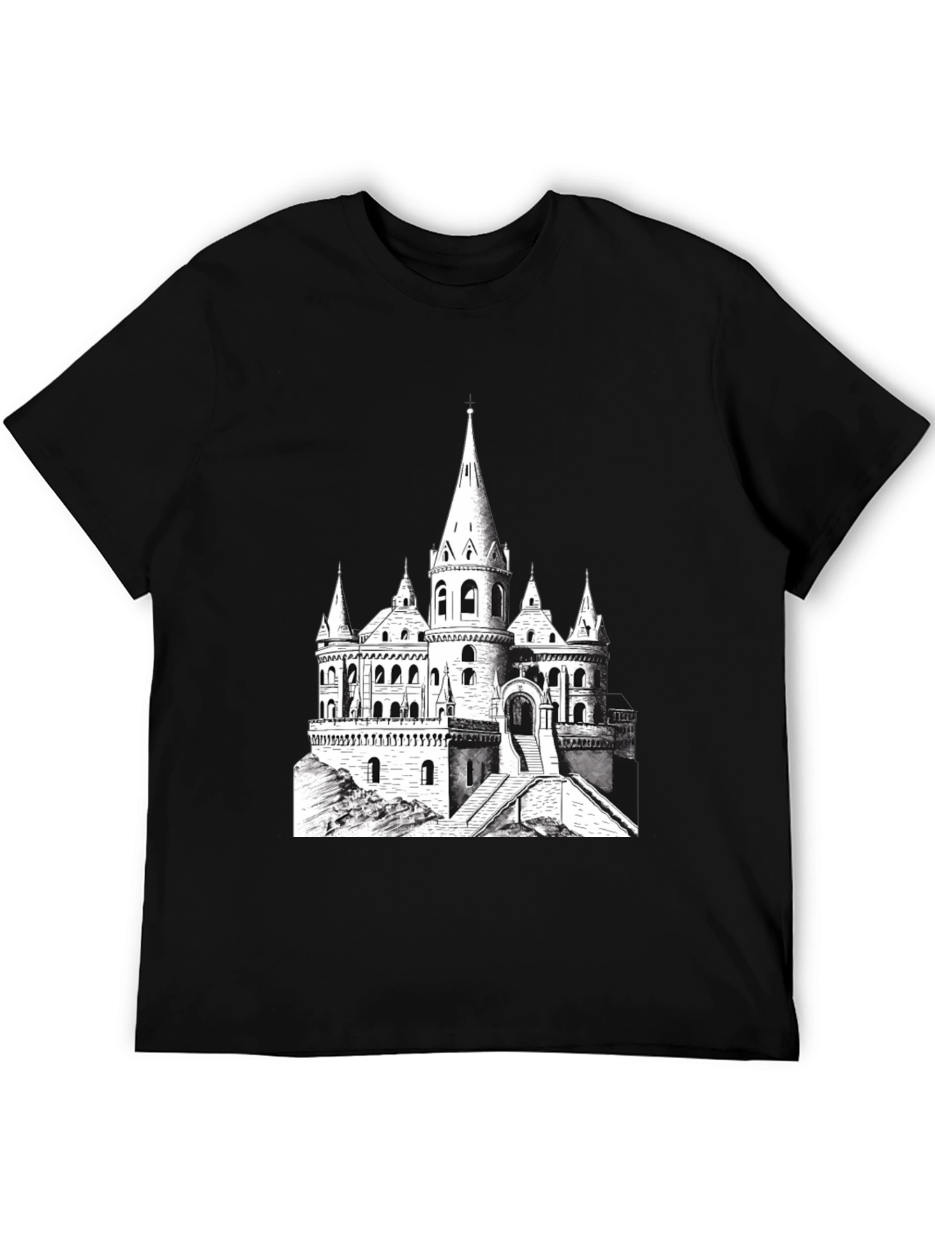 Castle Graphic Tee - Black Cotton Blend