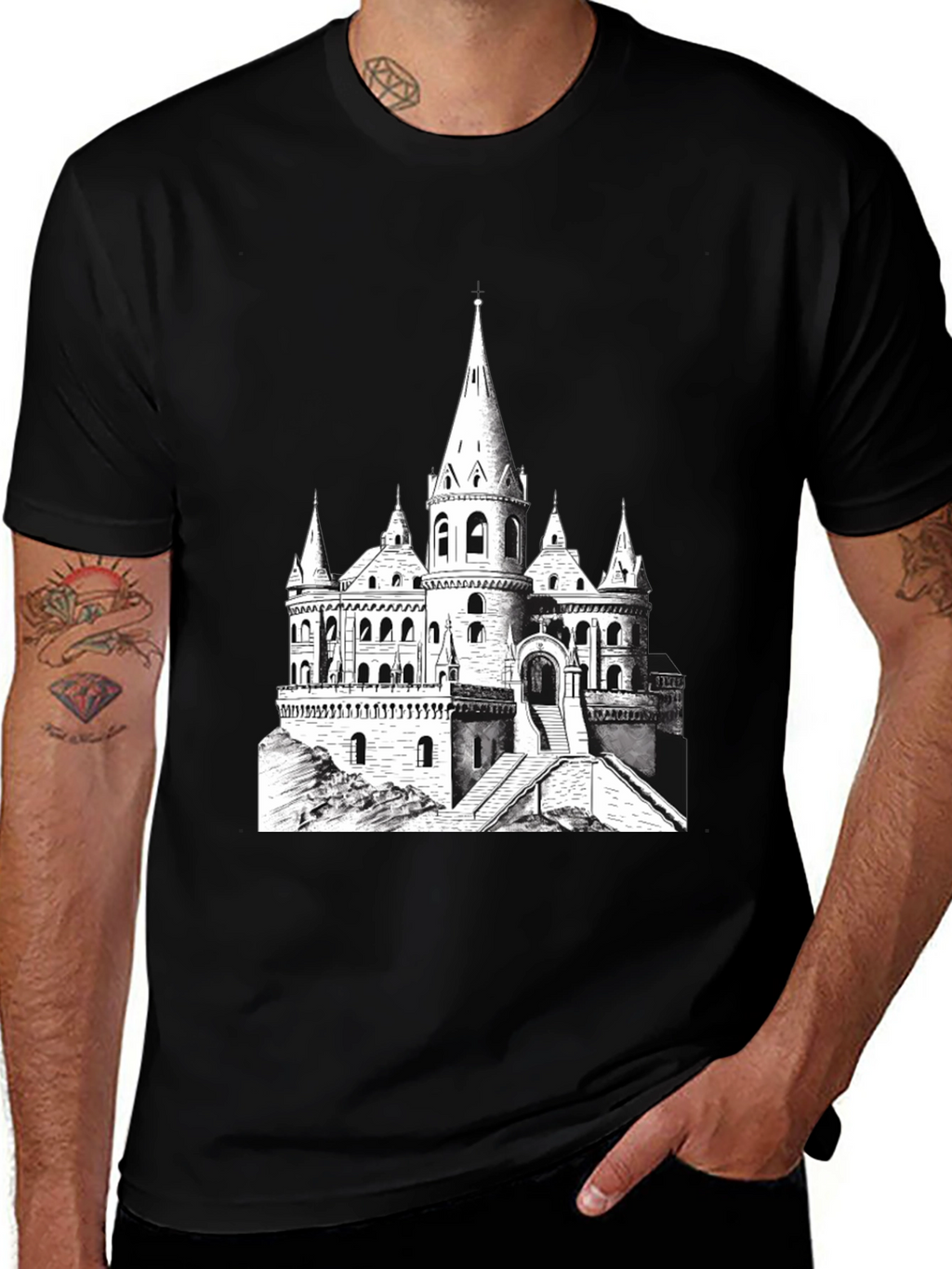 Castle Graphic Tee - Black Cotton Blend