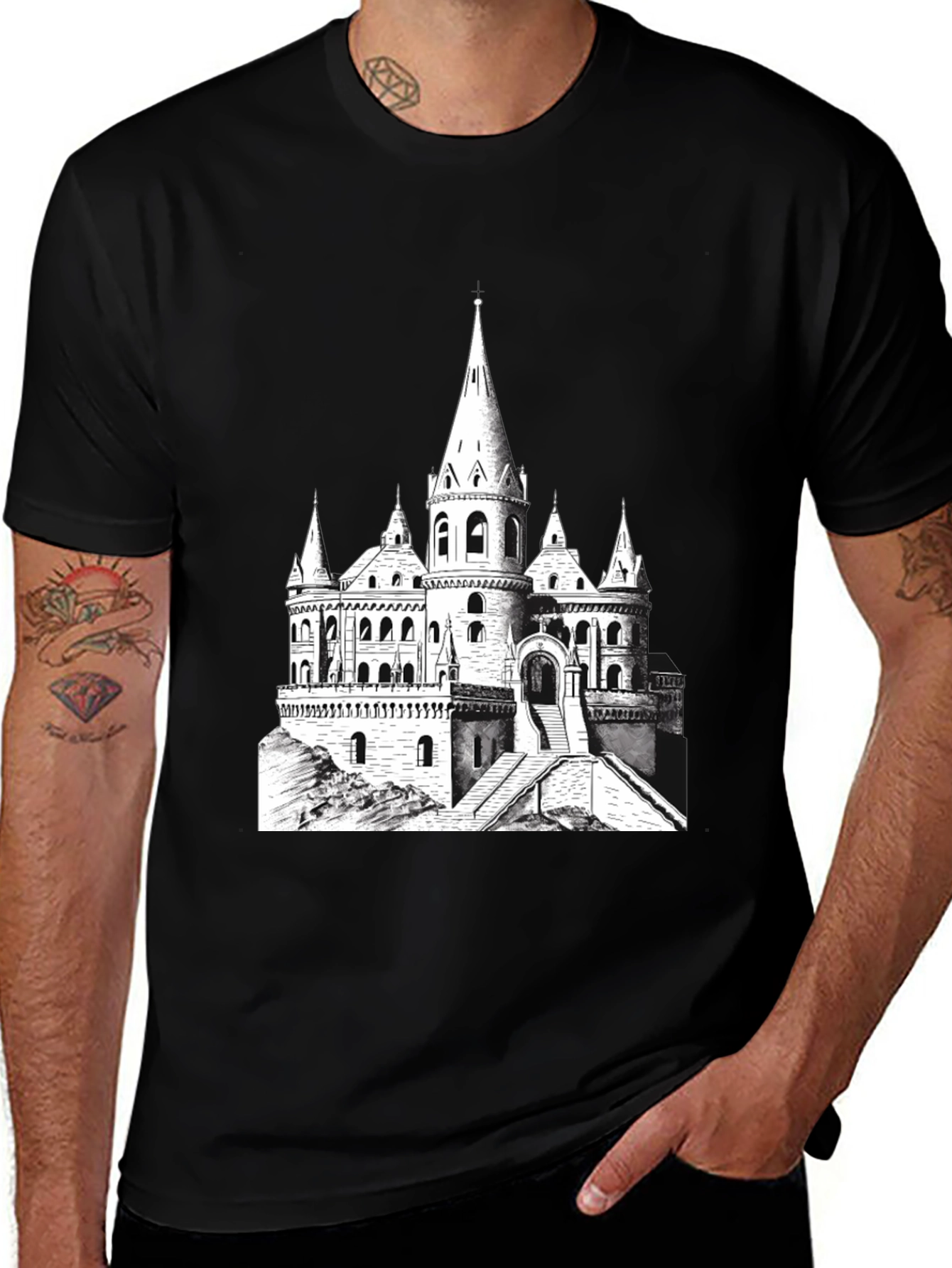 Castle Graphic Tee - Black Cotton Blend