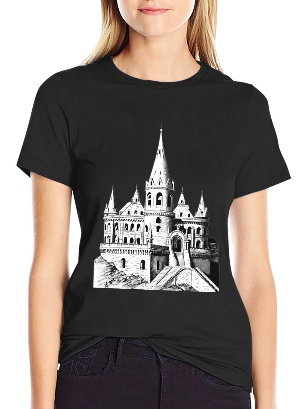 Castle Graphic Tee - Black Cotton Blend