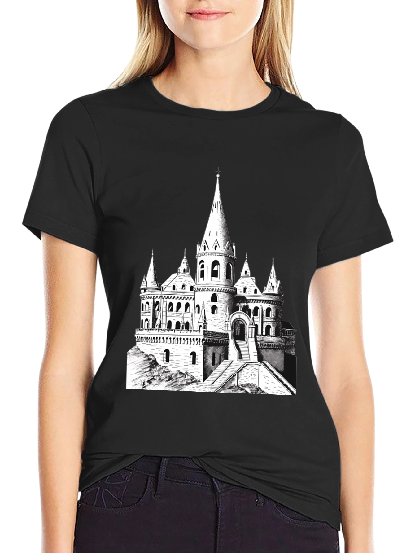 Castle Graphic Tee - Black Cotton Blend