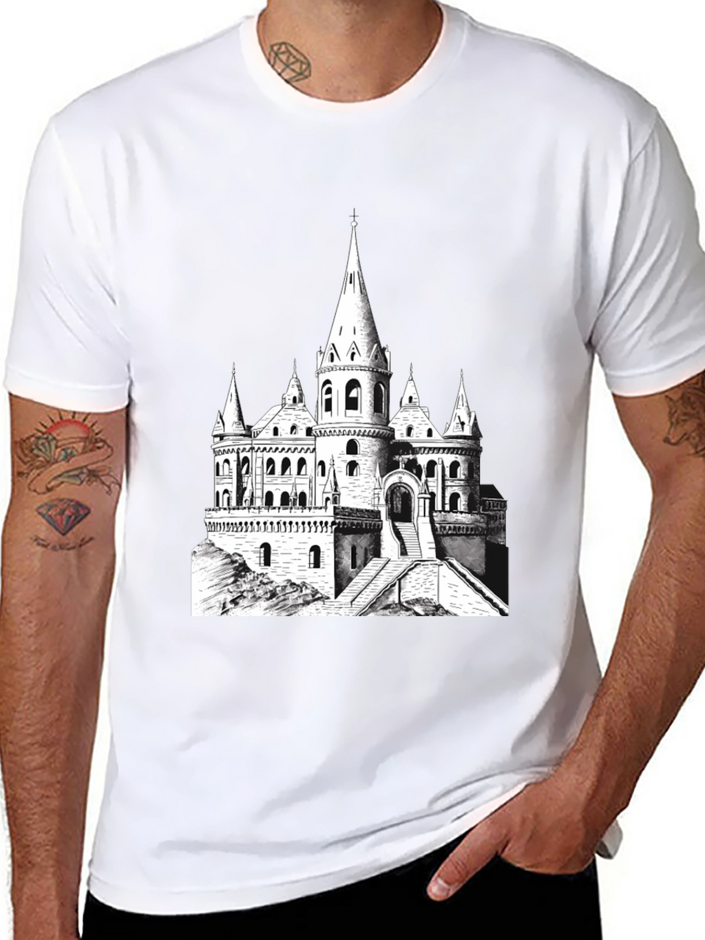 Castle Graphic Tee - Black Cotton Blend