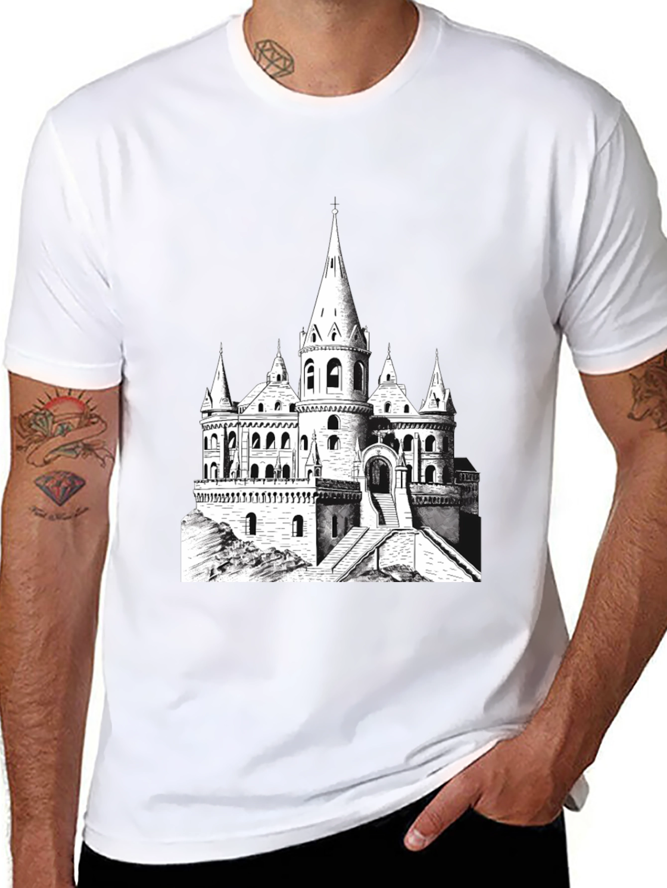Castle Graphic Tee - Black Cotton Blend