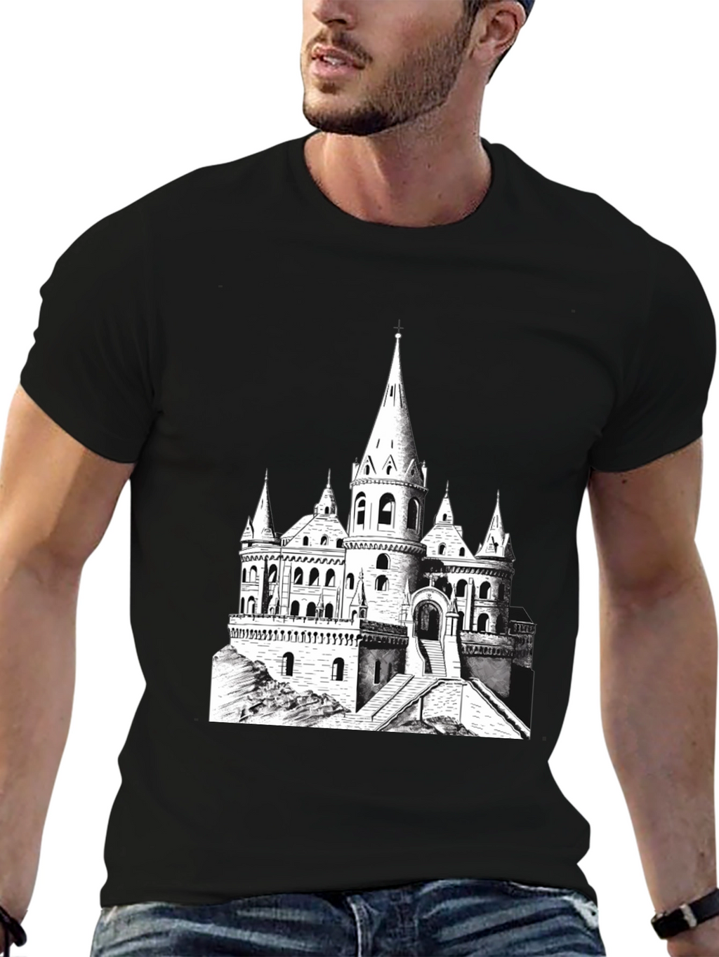 Castle Graphic Tee - Black Cotton Blend