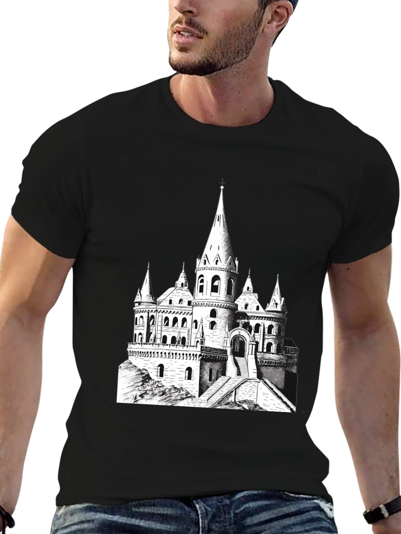 Castle Graphic Tee - Black Cotton Blend