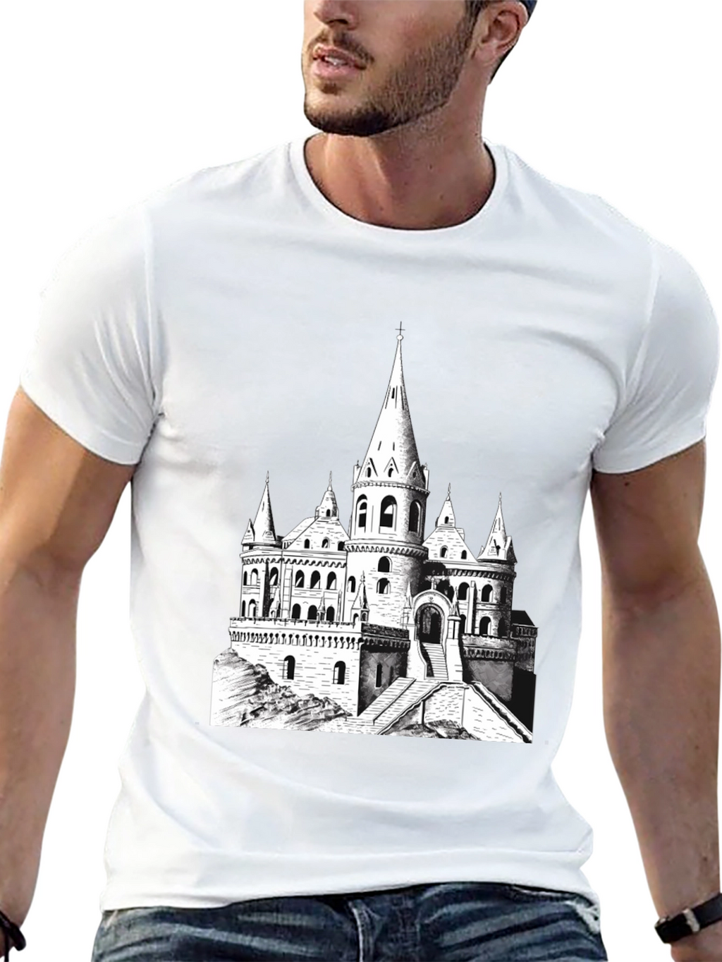 Castle Graphic Tee - Black Cotton Blend