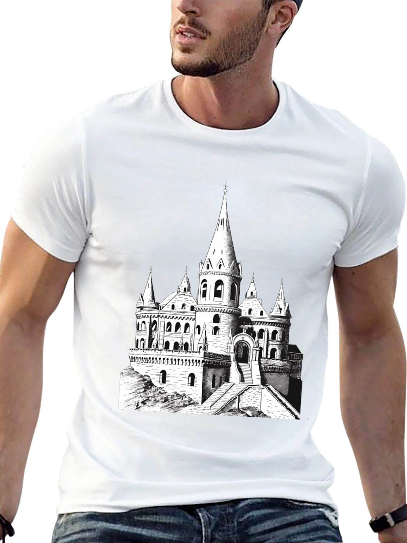 Castle Graphic Tee - Black Cotton Blend