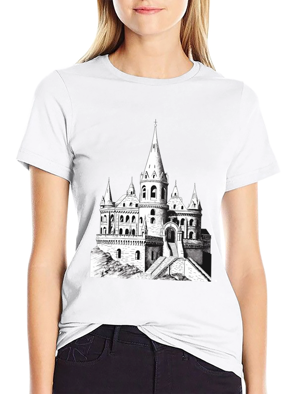 Castle Graphic Tee - Black Cotton Blend