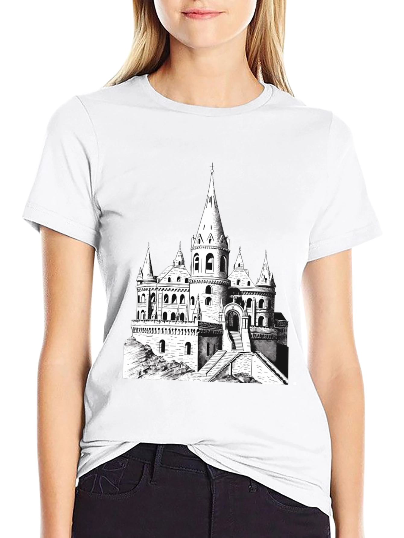Castle Graphic Tee - Black Cotton Blend