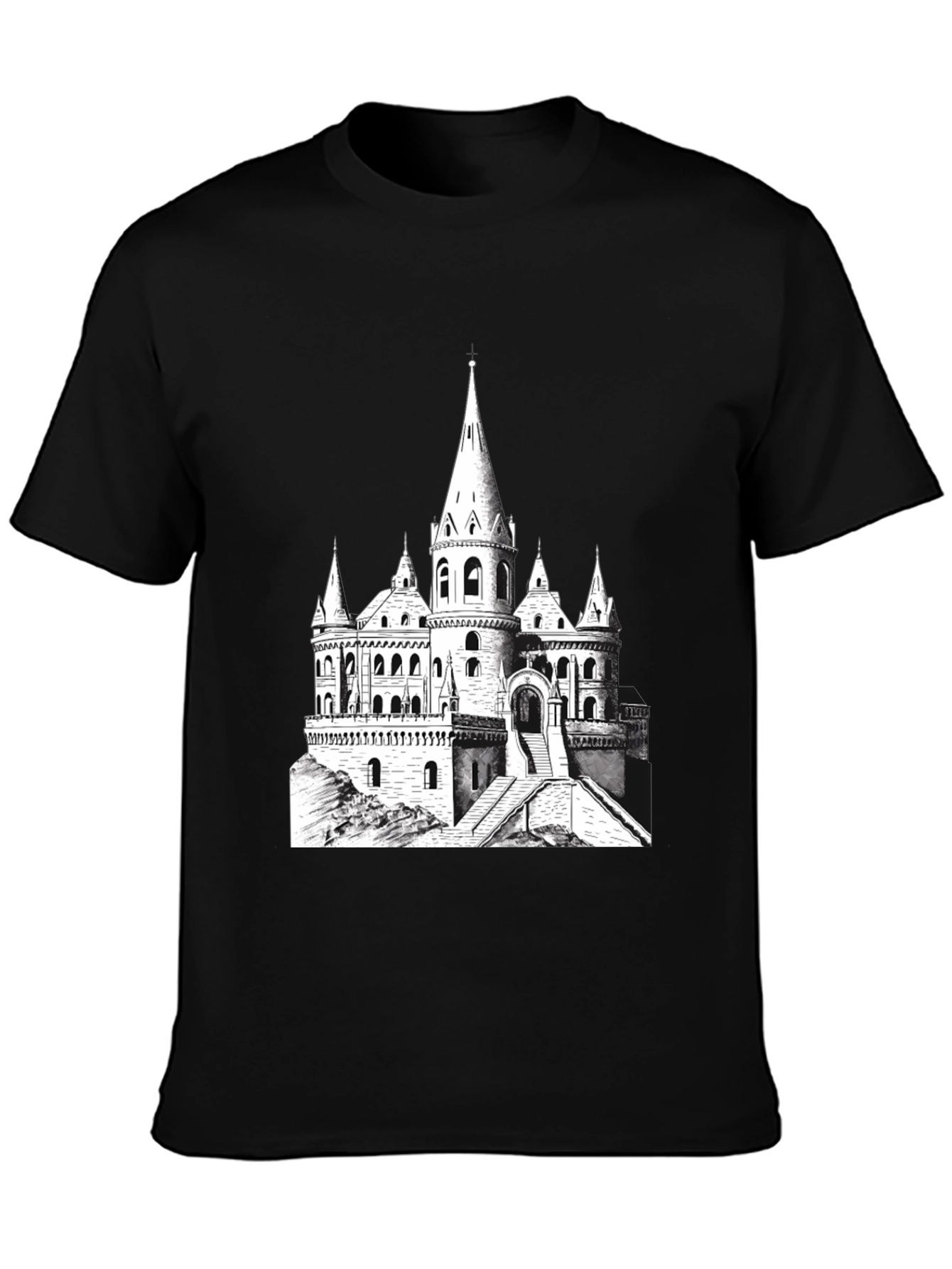 Castle Graphic Tee - Black Cotton Blend