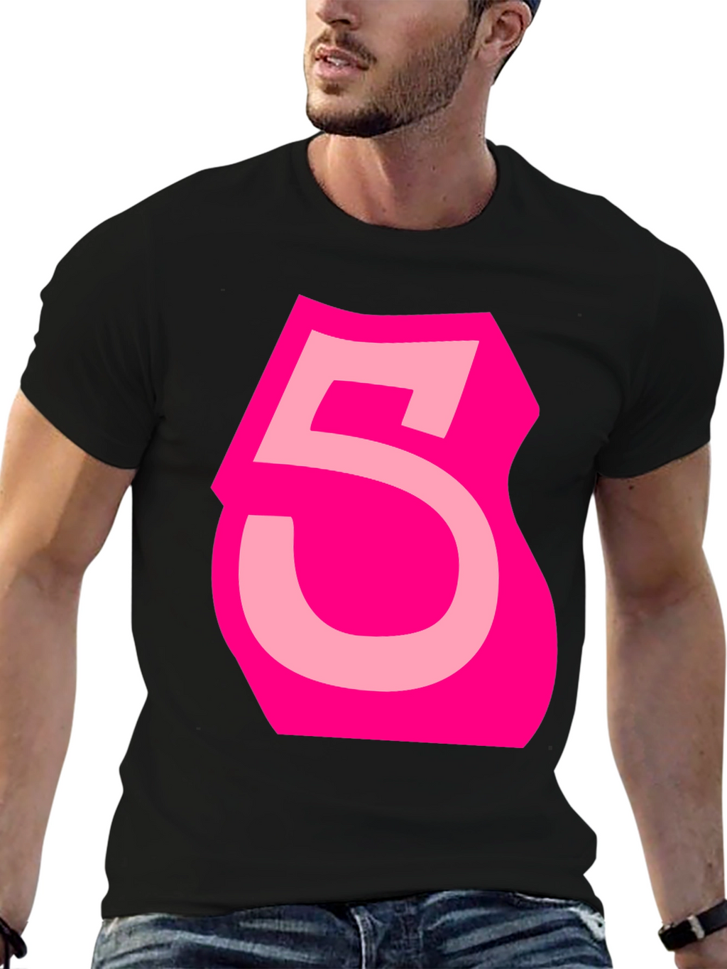 Bold Pink Number 5 Graphic Tee