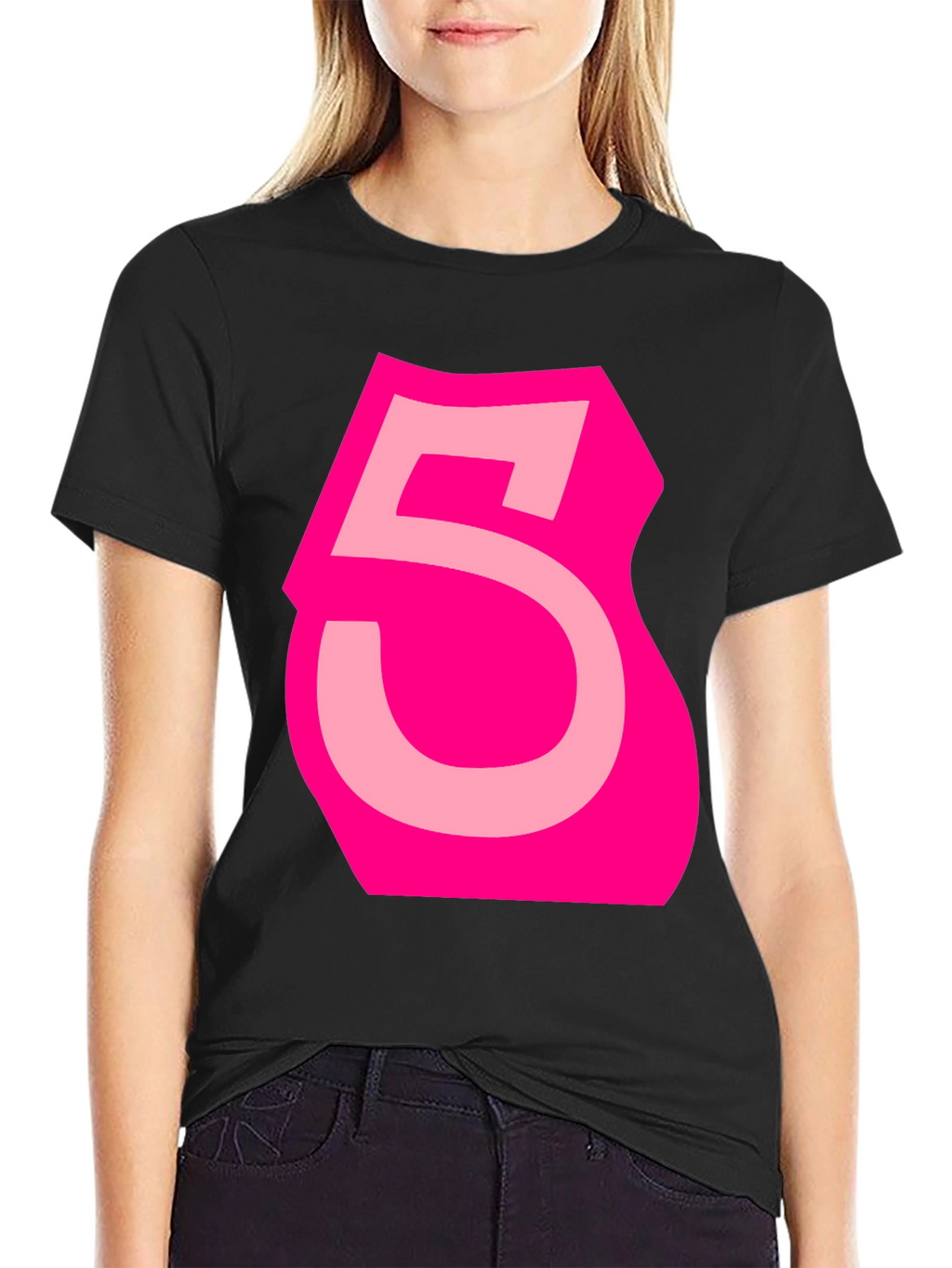 Bold Pink Number 5 Graphic Tee
