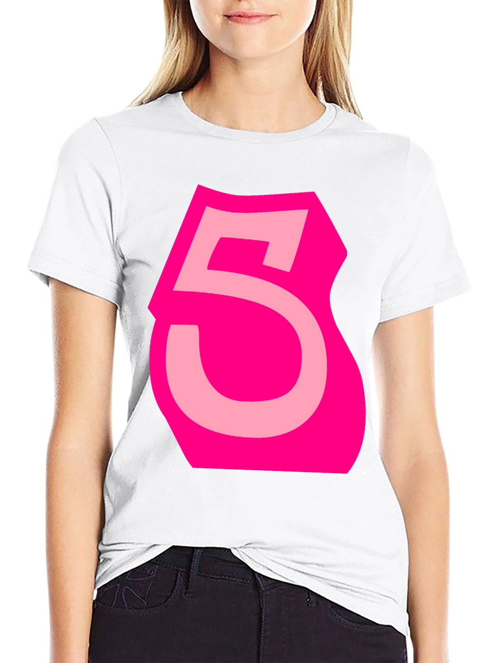 Bold Pink Number 5 Graphic Tee