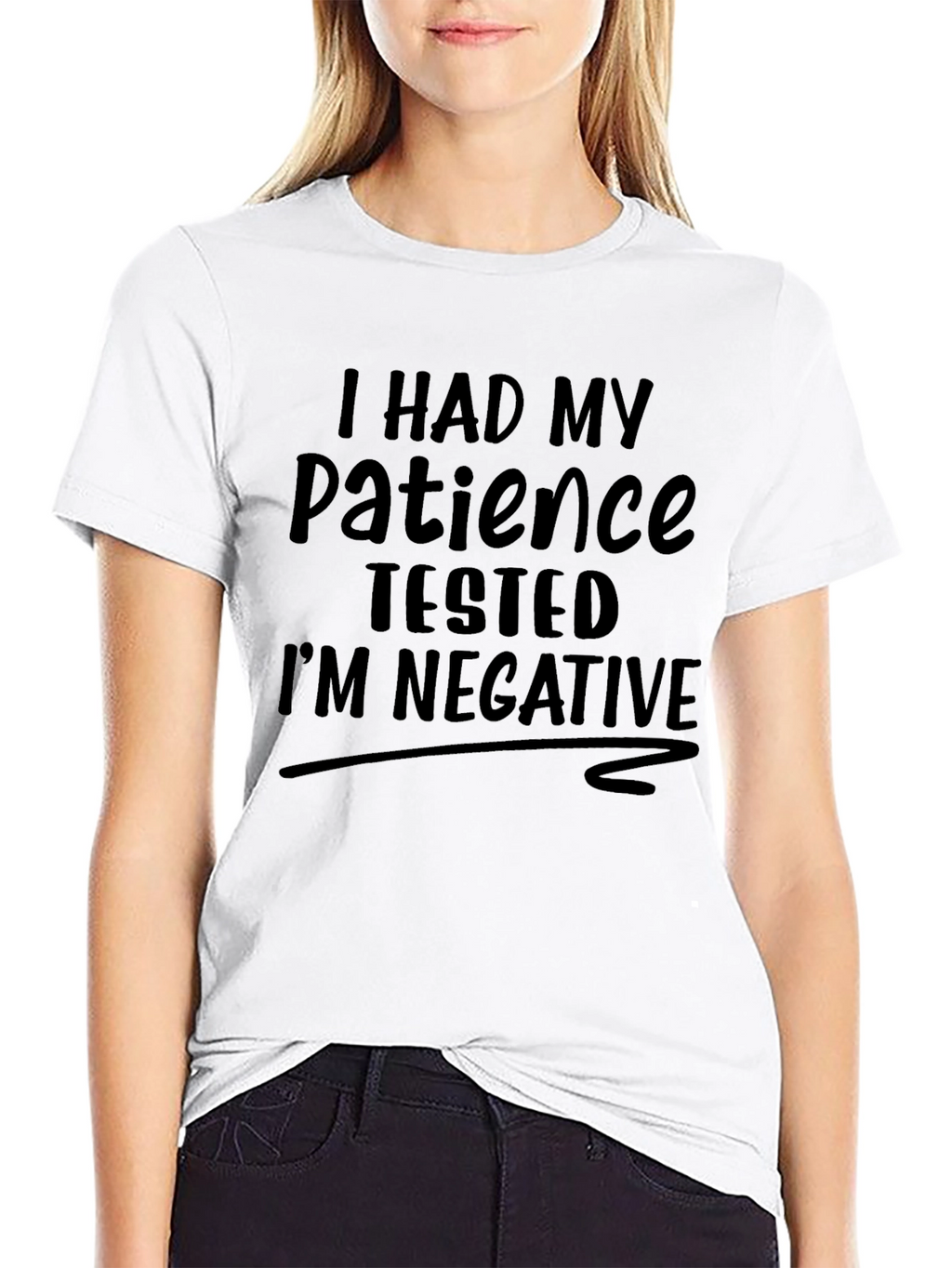 Humorous Patience Tested Black Graphic Tee