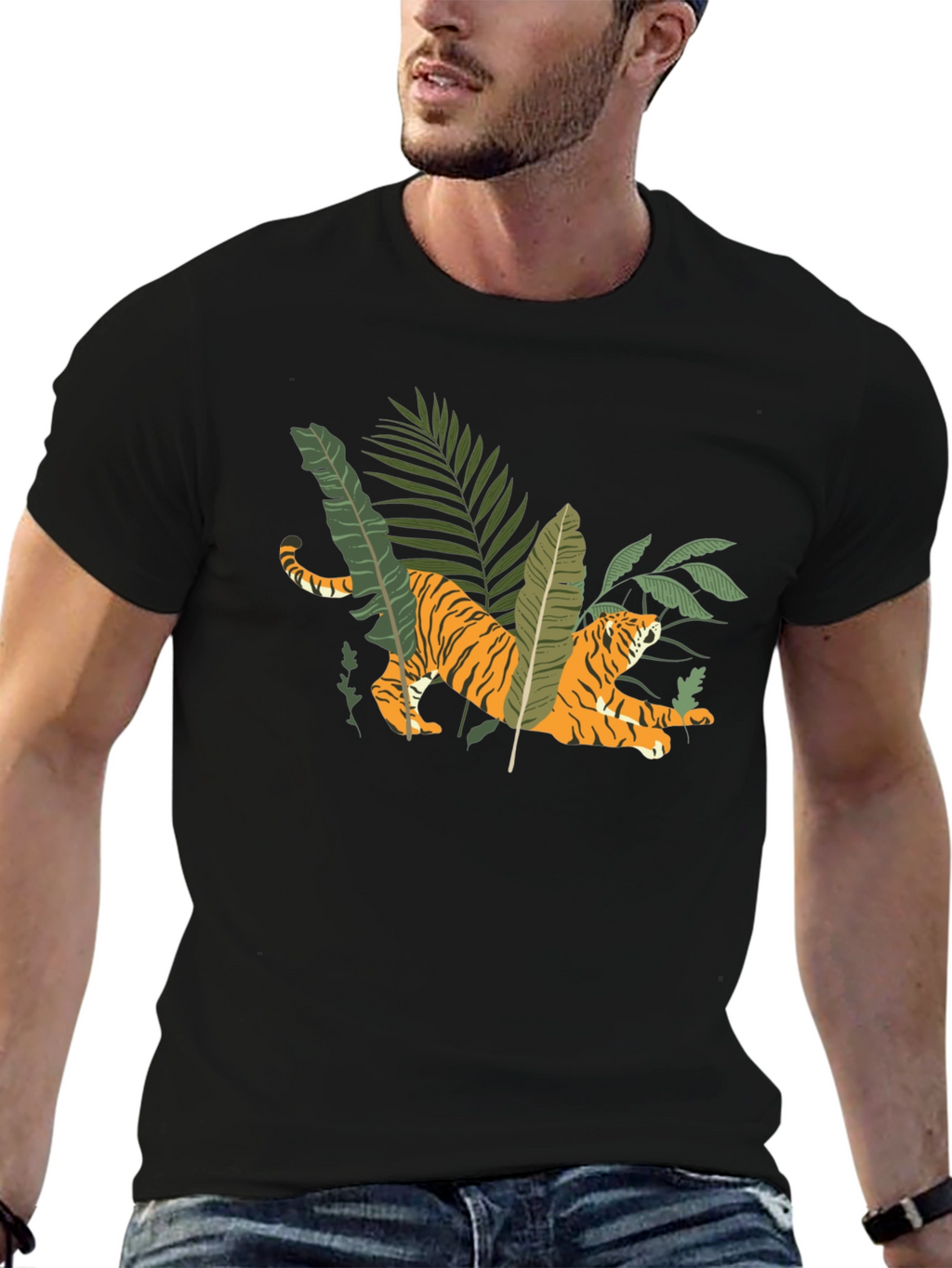 Jungle Tiger Graphic Tee - Black T-Shirt