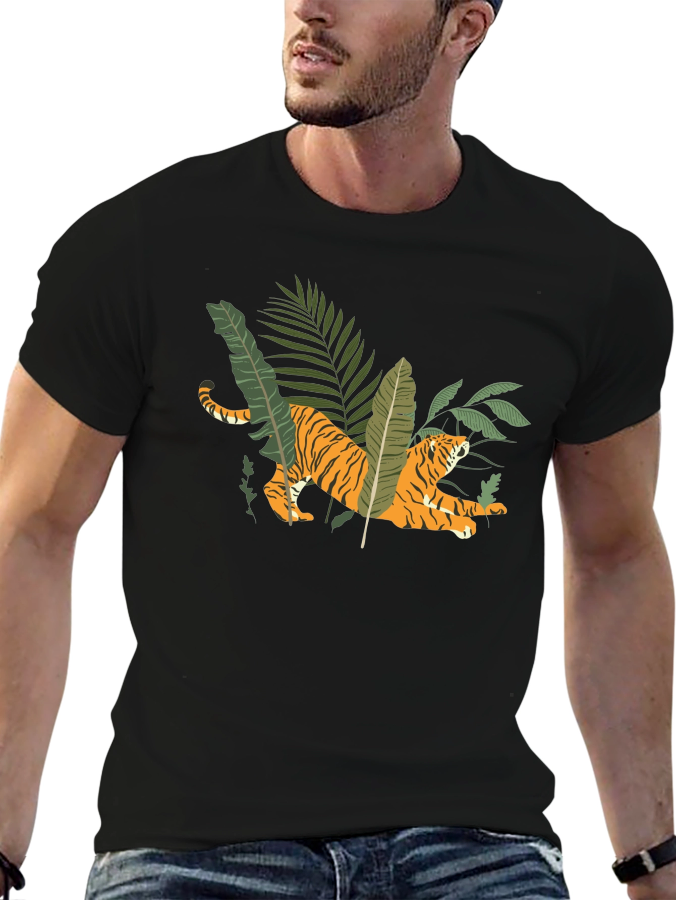 Jungle Tiger Graphic Tee - Black T-Shirt
