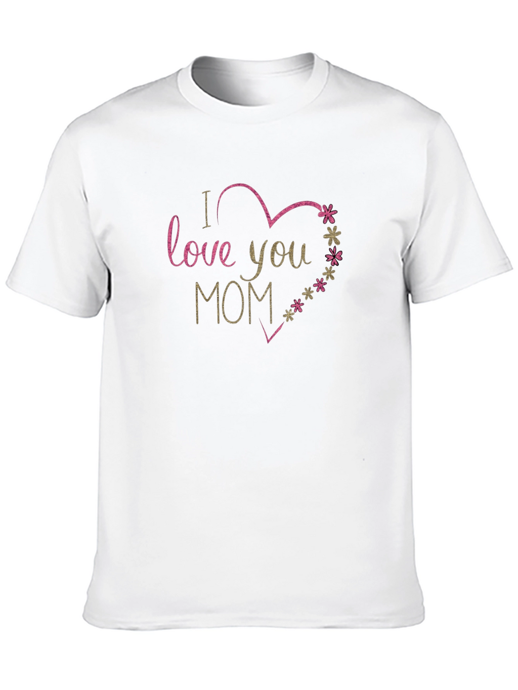 I Love You Mom Heart Graphic Black T-Shirt