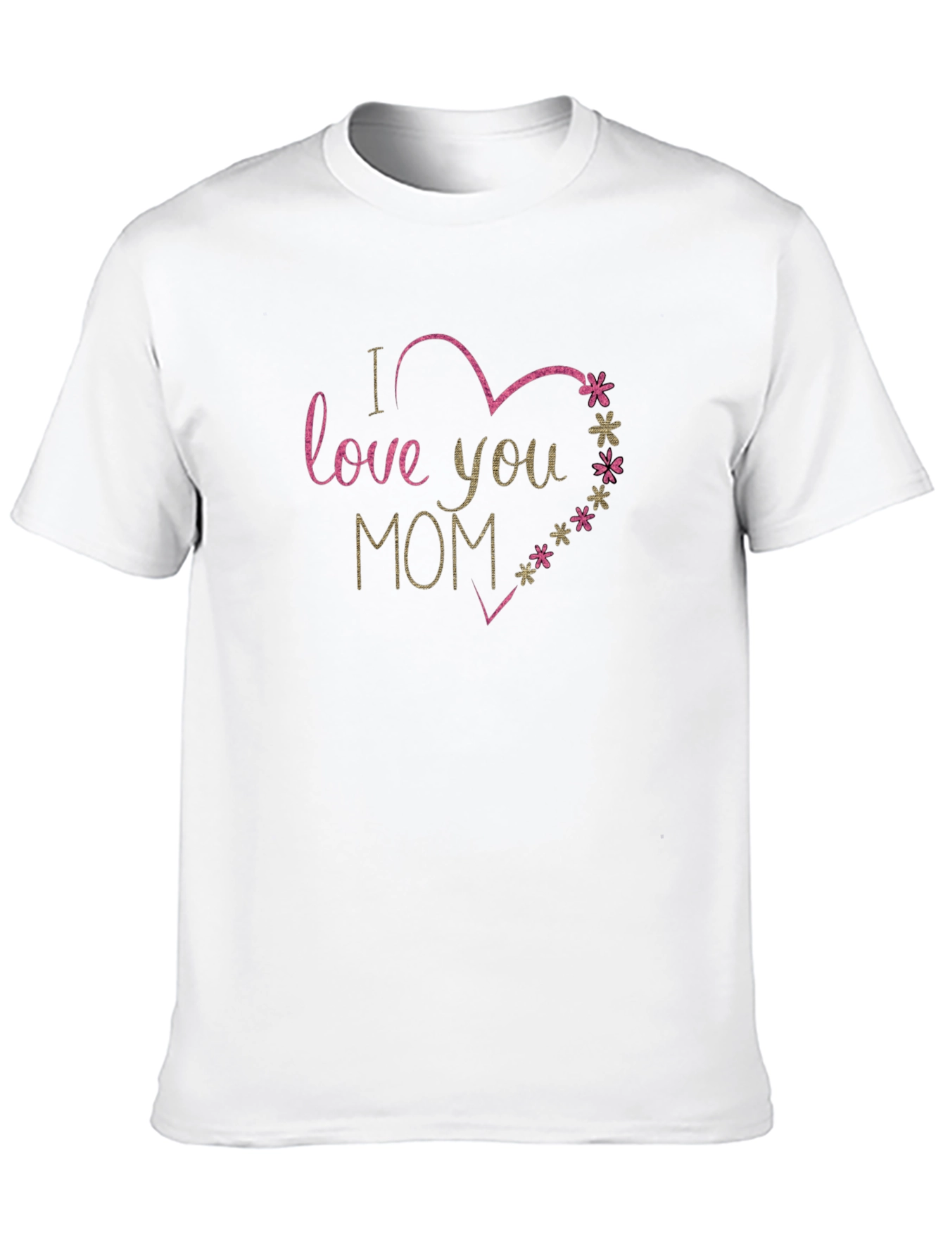 I Love You Mom Heart Graphic Black T-Shirt