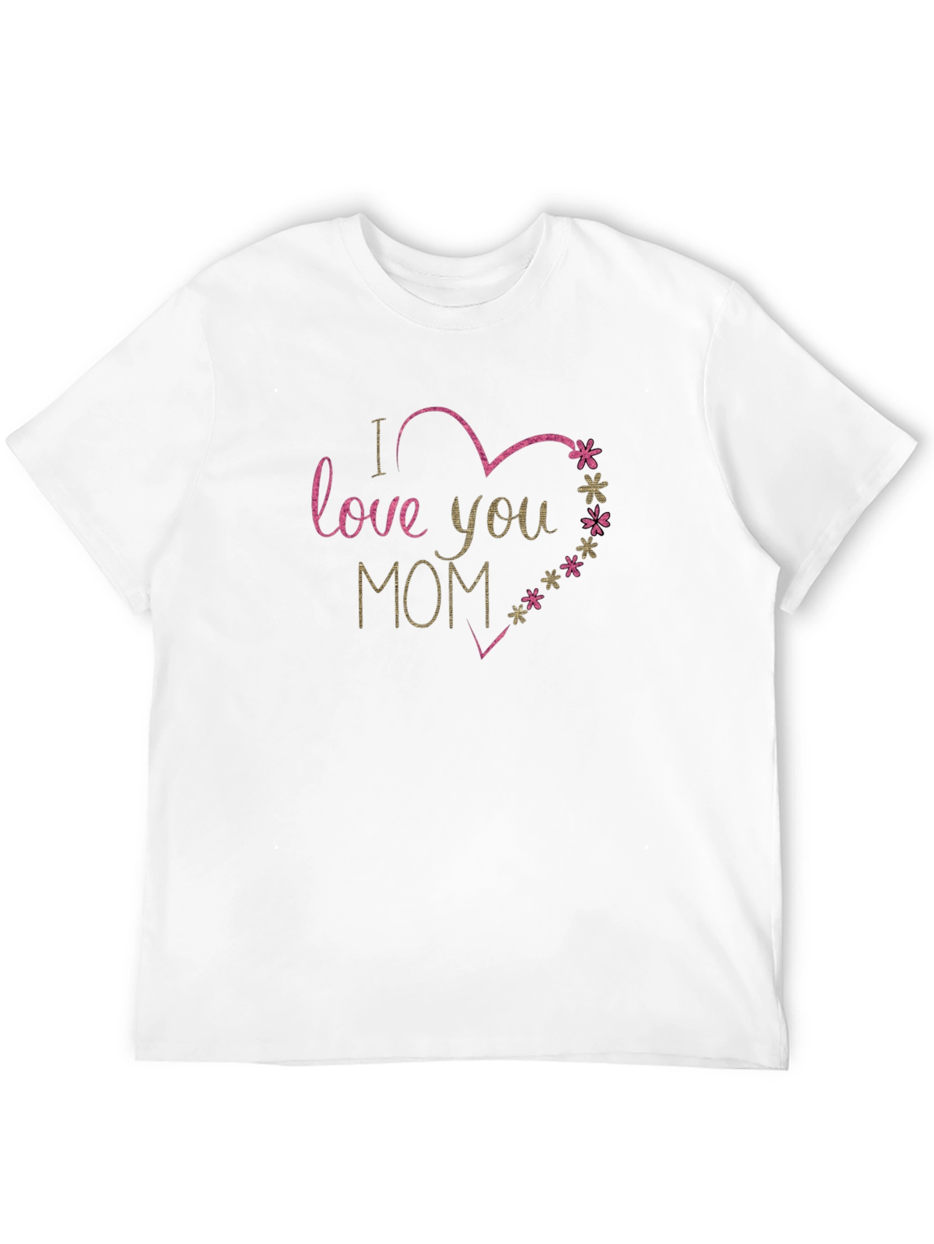I Love You Mom Heart Graphic Black T-Shirt