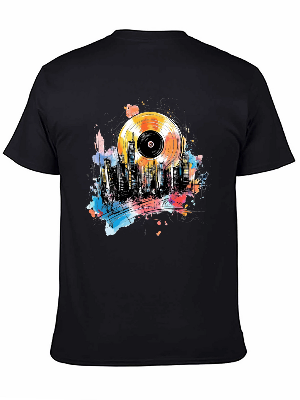 Vinyl Record Cityscape Graphic Tee