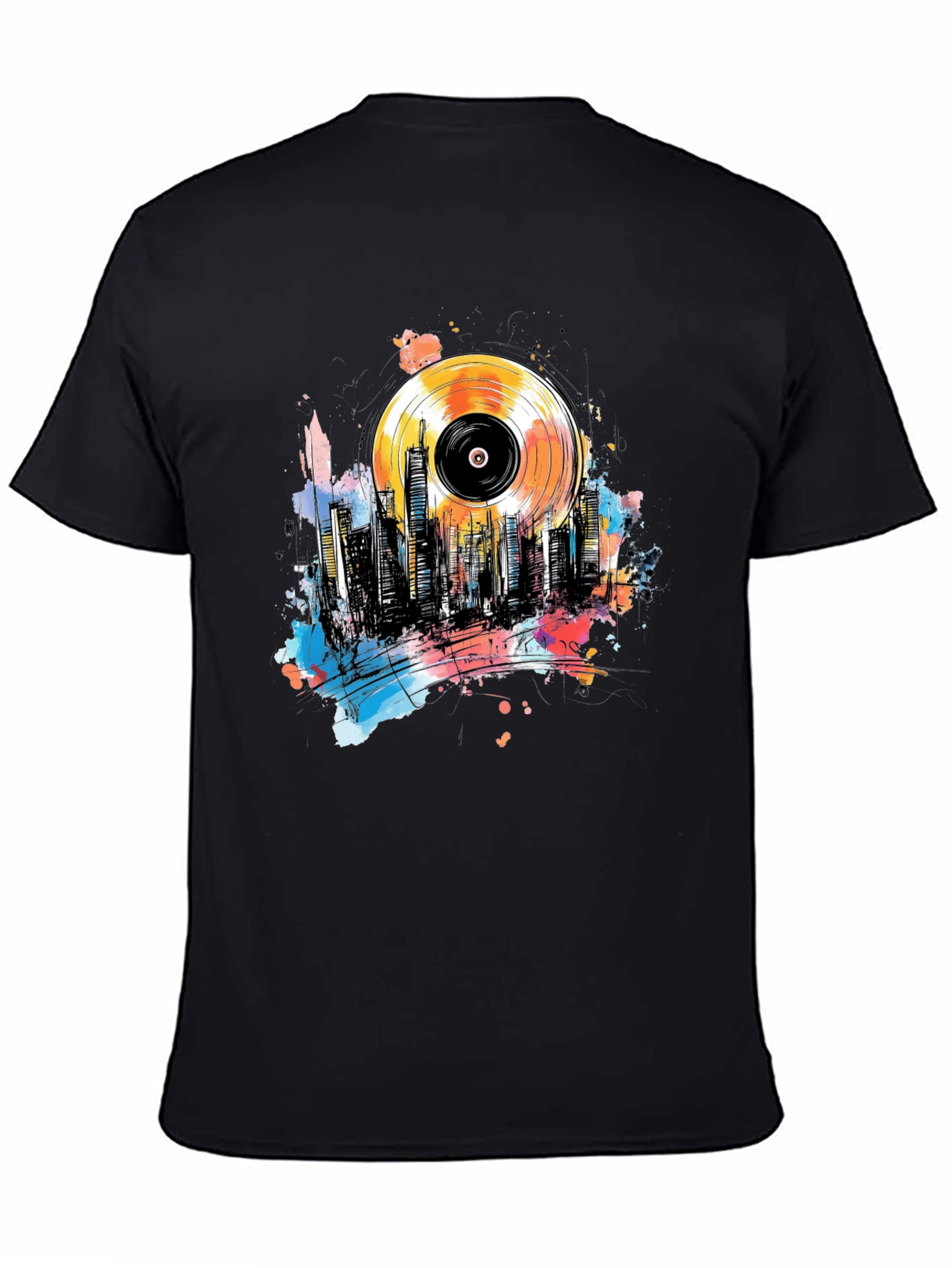 Vinyl Record Cityscape Graphic Tee