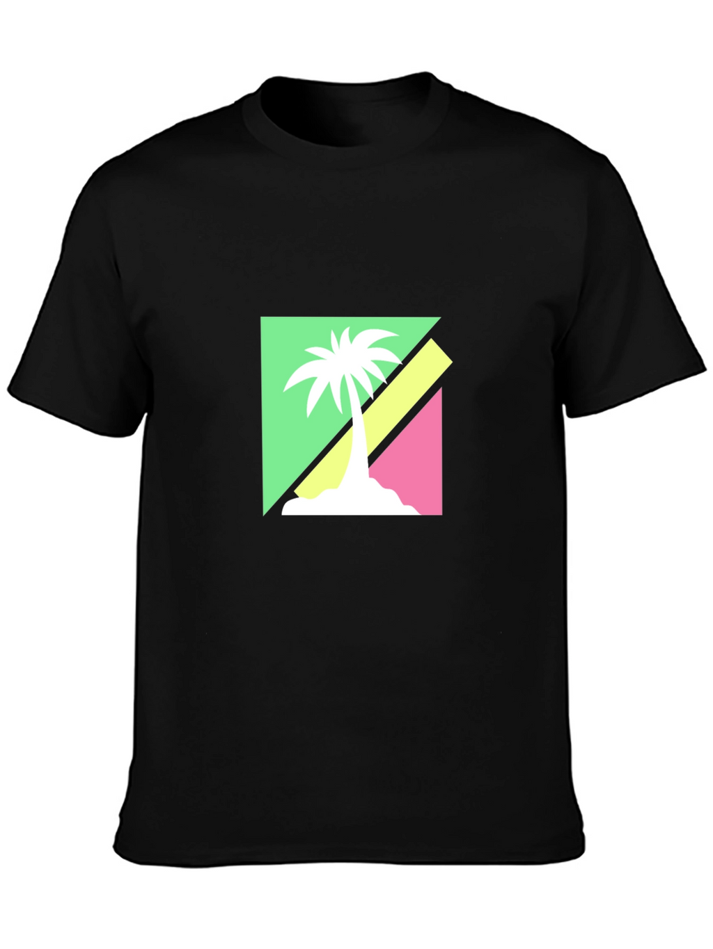 Retro Palm Tree Graphic Tee - Black