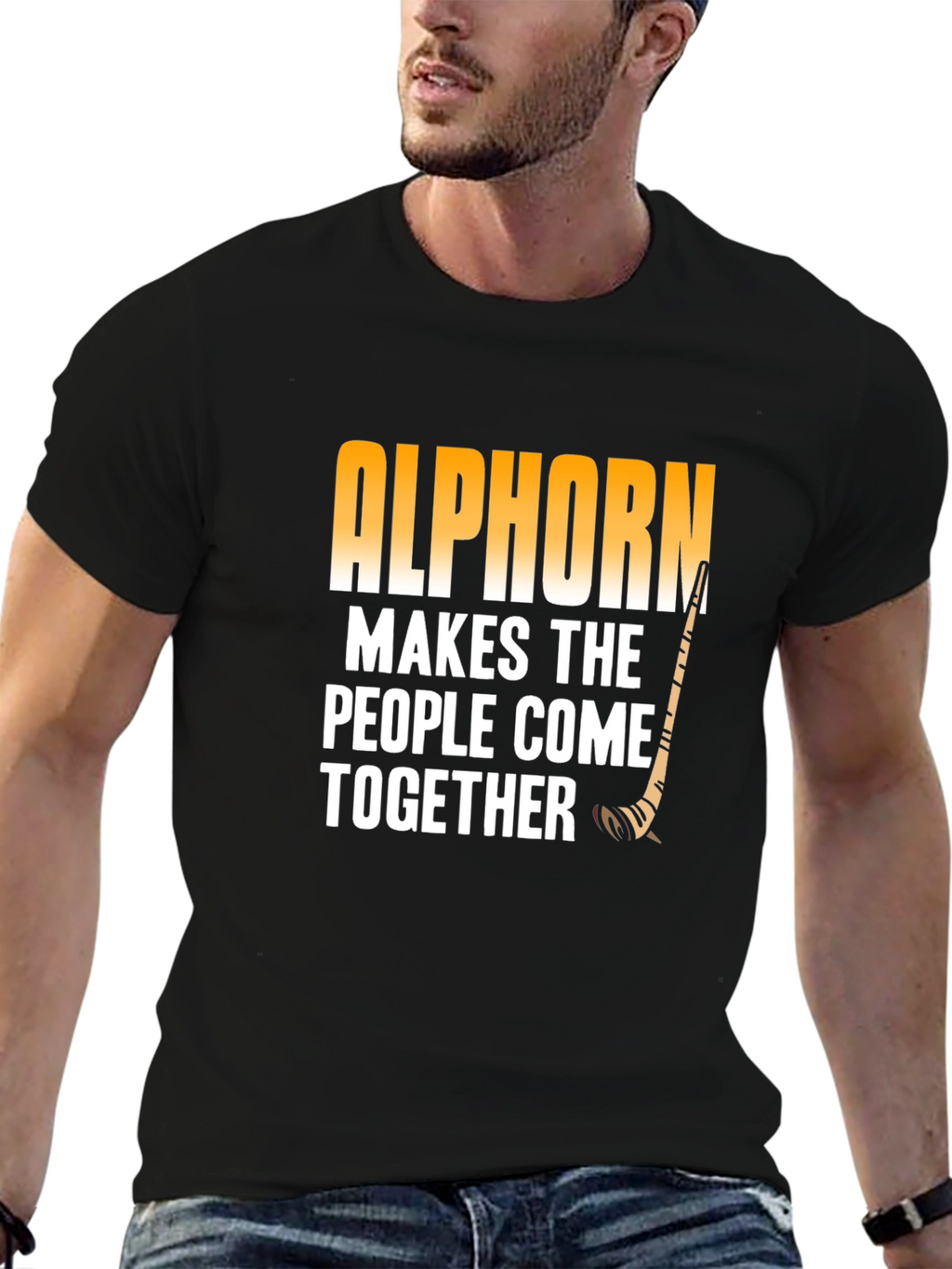 Alphorn Makes the People Come Together Black T-Shirt