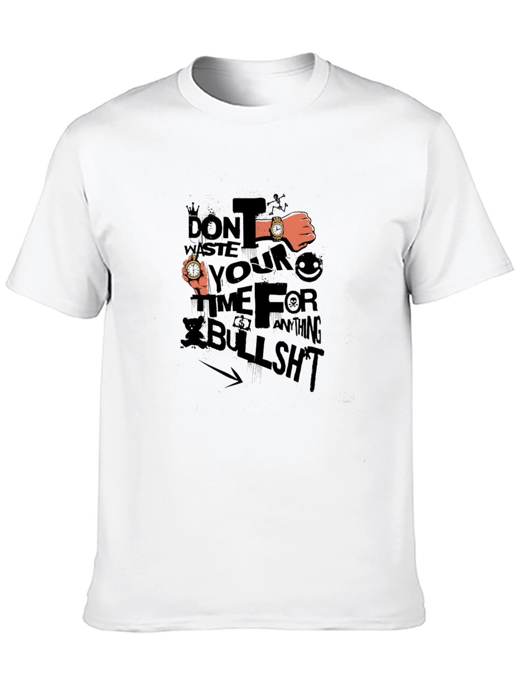 Mens Black Graphic Tee: Dont Waste Your Time