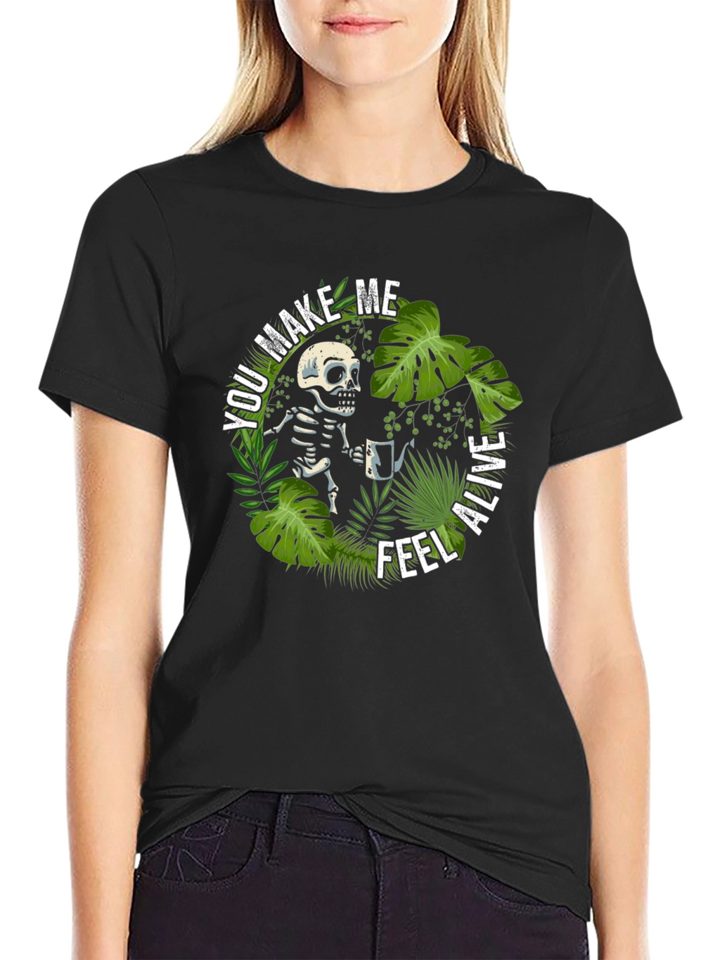 Skeleton Coffee T-Shirt - You Make Me Feel Alive
